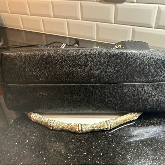 Tory Burch Marion Black Pebbled Leather Whipstitch Tote MSRP $595 Now $103 - Picture 4 of 15